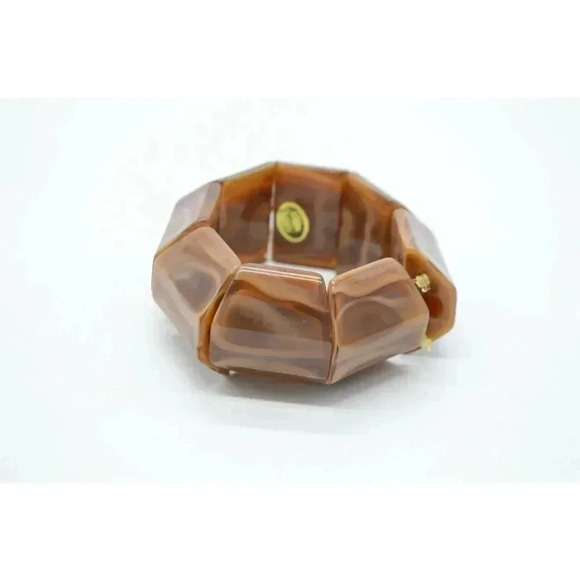 Brown Swirl Lucite Geometric Stretch Vintage Brace - Picture 1 of 5